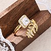 Brass Micro Pave Clear Cubic Zirconia Cuff Rings for Women RJEW-C118-07G-2