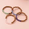 Round Wood Beaded Stretch Bracelets BJEW-JB02135-1