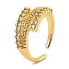 Brass Micro Pave Cubic Zirconia Cuff Rings RJEW-S392-18G-1