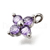 Brass Micro Pave Cubic Zirconia Pendants KK-D356-07G-P-2