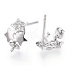 925 Sterling Silver Stud Earring Findings Micro Pave Cubic Zirconia STER-T007-22P-1