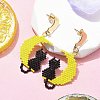 Glass Seed Beads Dangle Stud Earrings EJEW-MZ00411-1