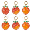 Olycraft 6Pcs Natural Agate Peach Charms G-OC0004-36-1