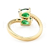 Green Cubic Zirconia Teardrop Open Cuff Ring KK-D080-02G-2