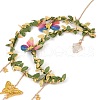 Wire Wrapped Natural Quartz Crystal & Brass Moon Pendant Decorations HJEW-K046-08G-06-4