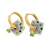 Brass Rhombus Hoop Earrings EJEW-R016-13G-02-4
