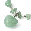Natura Green Aventurine Heart Charm Bracelet with Chips Beaded Chains BJEW-TA00295-01-2
