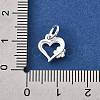 925 Sterling Silver Flower Hollow Heart Charms STER-G046-04S-3