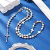 Gemstone Jesus Cross Pendant Rosary Bead Necklaces for Women NJEW-TA00177-1