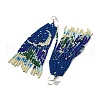 Boho Seed Bead Christmas Tree Tassel Earrings EJEW-Q380-03B-2