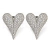 Rack Plating Heart Brass Micro Pave Cubic Zirconia Stud Earrings EJEW-I313-17P-1