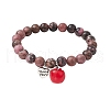 Teachers' Day Thank You 8mm Round Natural Rhodonite Stretch Bracelets BJEW-JB10432-01-1