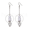 Acrylic Bear & Lampwork Heart Dangle Earrings EJEW-JE05416-02-1