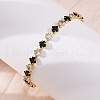 Brass Rhombus Cubic Zirconia Cup Chain Necklaces for Women NJEW-U033-01G-03-2