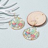 Transparent Epoxy Resin Flat Round with 3D Printed Flower Pattern Dangle Earrings EJEW-JE04580-2