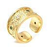 Rack Plating Brass Micro Pave Cubic Zirconia Open Cuff Rings for Women RJEW-M022-22G-1