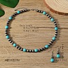 Synthetic Turquoise & CCB Plastic Round Beaded Necklaces & Dangle Earrings Sets WG1B28D-02-2