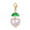 Heart with Flower Pattern Spray Painted Alloy Transparent Glass Beads Pendant Decorations HJEW-JM03142-4