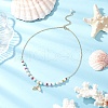 Natural Mixed Stone & Shell Pearl Round Beaded Necklaces NJEW-JN05302-01-1