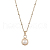 Round Natural Freshwater Pearl Copper Wire Wrapped Pendant Necklaces NJEW-JN04947-02-1