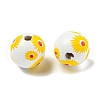 Printed Wood European Beads WOOD-G022-19C-2