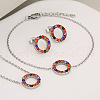 Ring 304 Stainless Steel Rhinestone Pendant Necklaces & Link Bracelets & Stud Earrings Sets WG32AA8-04-1