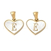 304 Stainless Steel Pave Natural White Shell Heart with Initial Slice Pendants STAS-R168-25G-E-1
