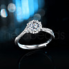 Rhodium Plated 925 Sterling Silver Pave 6.5x3.9mm Moissanite Finger Rings for Women WG3CEB4-02-2