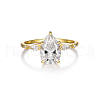Elegant S925 Sterling Silver Pave Clear Cubic Zirconia Teardrop Finger Rings for Women XS6416-2-3