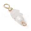 Frosted Flower Natural Cultured Freshwater Pearl & Acrylic Connector Charms PALLOY-JF03590-01-4