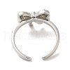 Bowknot Brass Micro Pave Clear Cubic Zirconia Cuff Rings for Women RJEW-G311-04C-P-3
