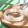 Sqaure Natural Quartz Crystal Beads Stretch Bracelets for Women Men BJEW-C097-06W-2
