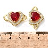Rack Plating Brass Cubic Zirconia Heart Connector Charm KK-C084-06G-3