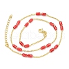 Brass Enamel Column Link Chain Necklaces NJEW-H039-05G-03-2