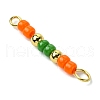3Pcs Glass Seed Beads & Brass Rondelle Beaded Connector Charms PALLOY-JF03294-03-5