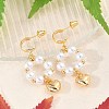 Brass ABS Plastic Pearl Dangle Stud Earrings EJEW-U040-19G-2