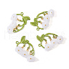 Lily of the Valley Glass Conntctor Charms PALLOY-TAC0098-2