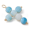 Natural Weathered Agate Dyed Cross Pendants PALLOY-JF03184-4