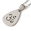 Non-Tarnish 201 Stainless Steel Teardrop with Yoga Pendant Necklace with Cable Chains NJEW-Q317-35P-2