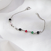 Natural Chalcedony & Glass Round Beaded Bracelets KY9954-1-1