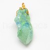 Electroplate Golden Wire Wrapped Gemstone Natural Rough Raw Crystal Pendants G-L133-08-3