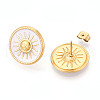 304 Stainless Steel Enamel Stud Earrings EJEW-T047-16G-2