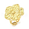 Ion Plating(IP) 304 Stainless Steel Flower Open Cuff Ring for Women RJEW-C083-05G-1