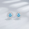 Flower 925 Sterling Silver Pave Cubic Zirconia Stud Earrings FS-WG92113-10-1