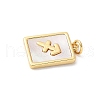 Brass Pave Natural White Shell Pendants KK-S522-09G-F-3