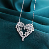 Heart Brass Full Crystal Rhinestone Pendant Necklaces for Women FS-WG5C853-01-2