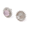 Natural Chalcedony Flower Stud Earrings G-S001-06P-B-3