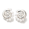 Rack Plating Shell Shape Brass Stud Earrings EJEW-H016-02P-1