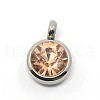 Trendy Original Color 304 Stainless Steel Grade A Rhinestone Flat Round Charm Pendants RB-M030-06A-1
