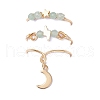 3Pcs Copper Wire Wrapped Natural Green Aventurine Faceted Round Bead Finger Rings for Women RJEW-JR00887-04-3